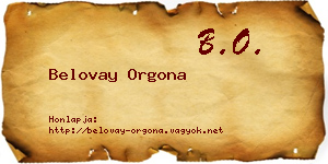 Belovay Orgona névjegykártya